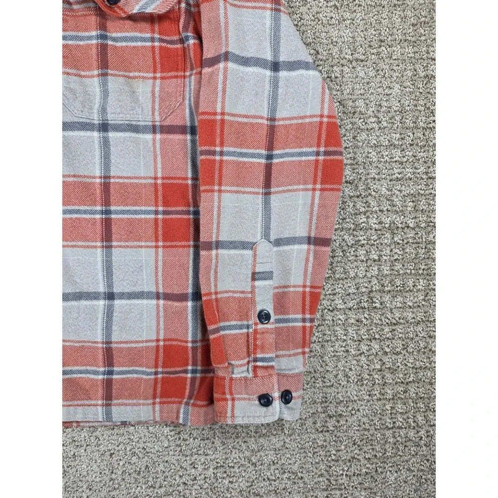Patagonia Mens‎ Cotton Fjord Flannel Shirt Medium Orange Long Sleeve Plaid
